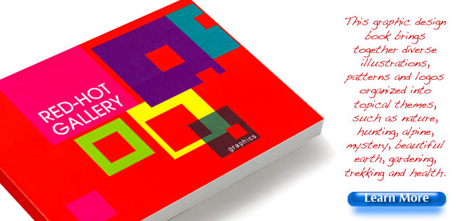 This graphic design book brings together diverse illustrations, patterns and logos organized into topical themes, such as nature, hunting, alpine, mystery, beautiful earth, gardening, trekking and health.