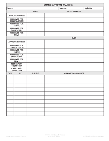 Sample Approval Tracking Sheet